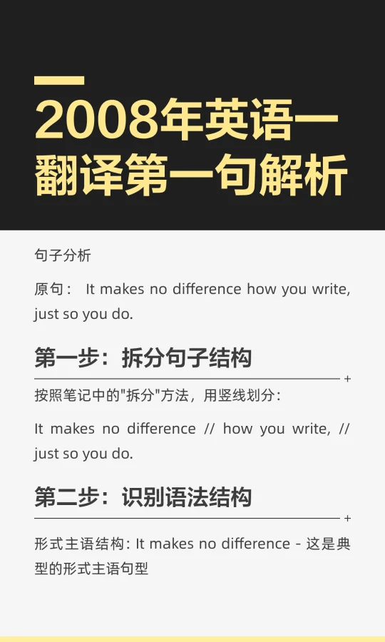 2008年英语一翻译第一句解析