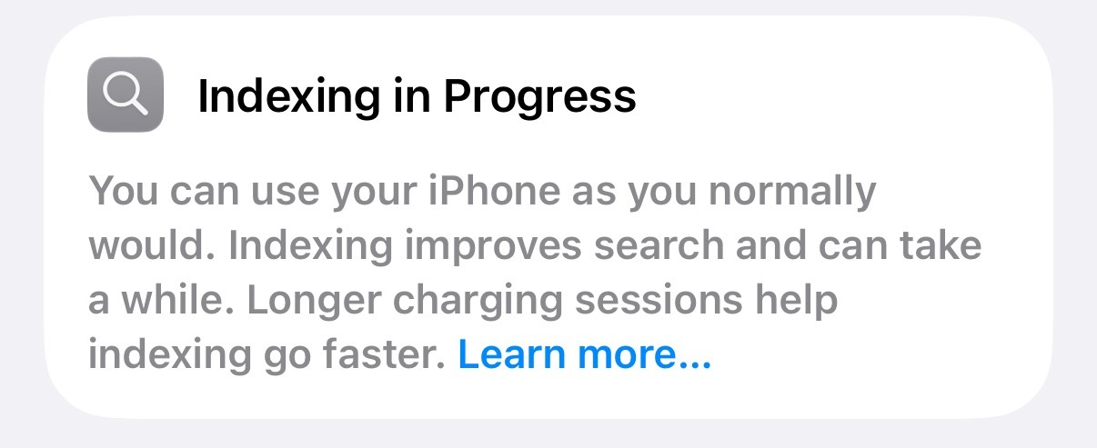 更新iOS27一周了，设置显示系统还没索引完