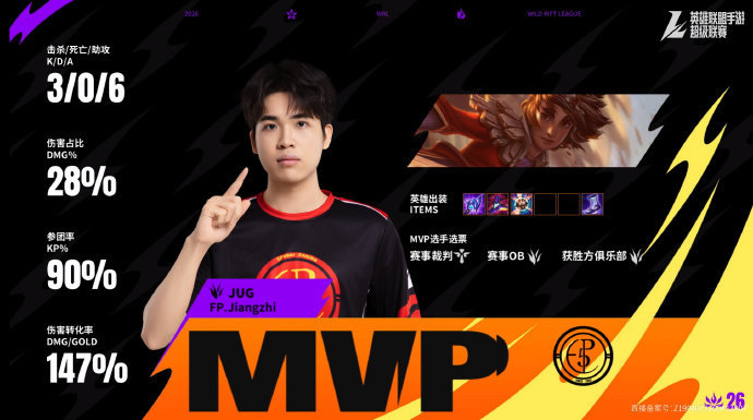2026WRL夏季赛第一局：WHG 0-1 FPMVP：FP.Jiangzhi（