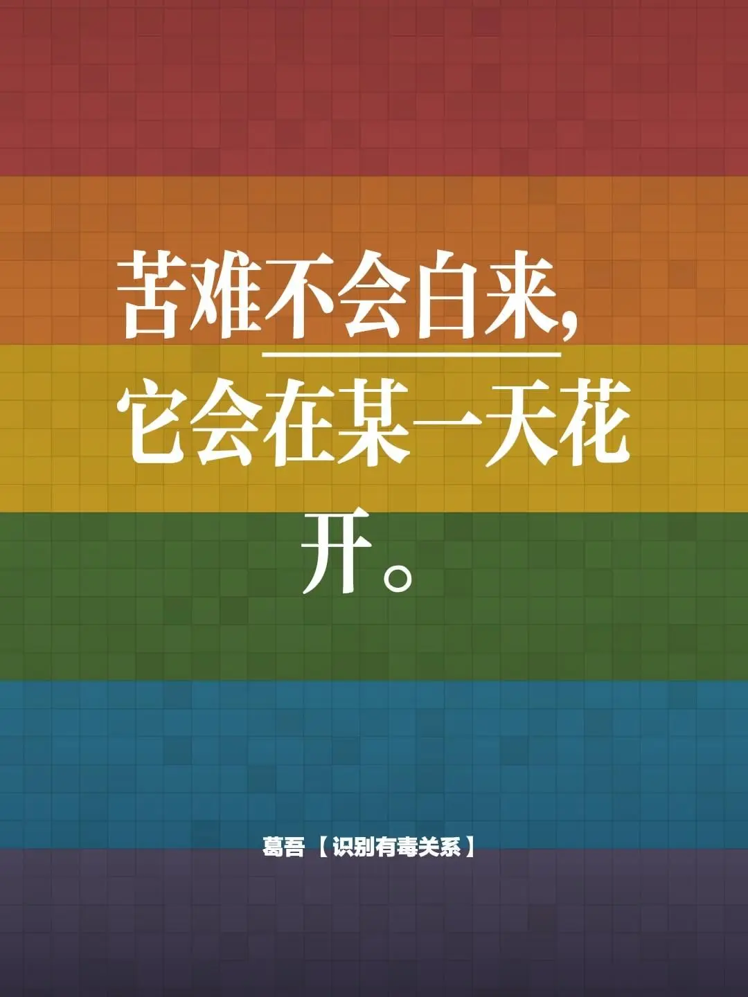 苦难不会白来，它会在某一天花开。