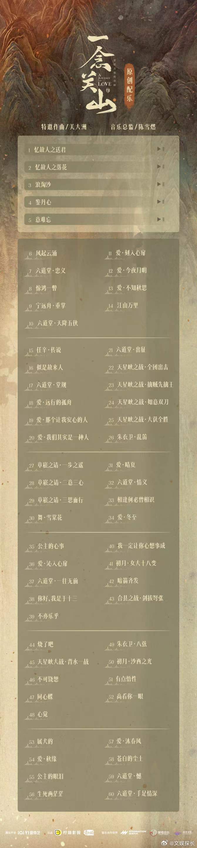 #一念关山歌单解读#原本以为仅仅是透露出来了歌单的内容，却没有想到竟然能够从中发
