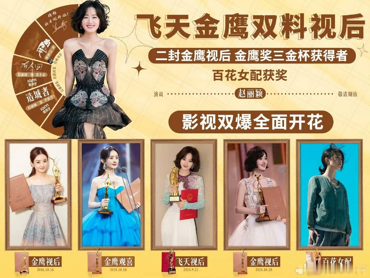 她是一直在完成超纲题的实力女演员，她是【飞天视后】🏆【二封金鹰视后】🏆【百花