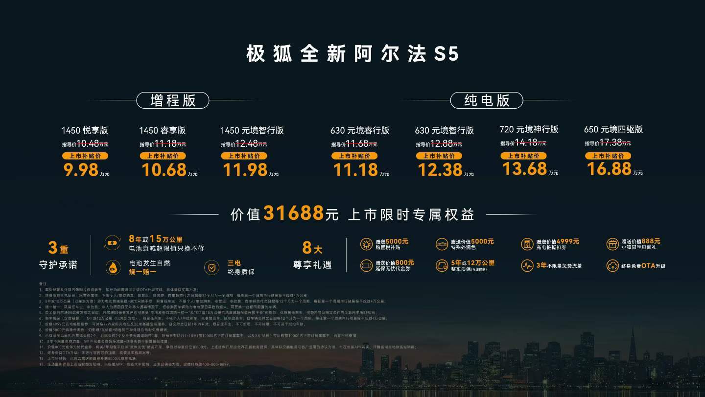 极狐全新阿尔法S5不到10万元就可以入手，价格够亲民 
