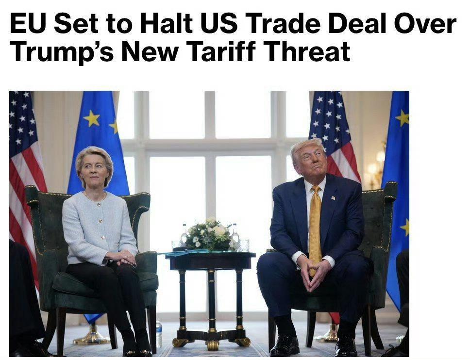 特朗普威胁要对与格陵兰岛相关的地区加征关税后，欧盟议员正着手暂停欧盟与美国的贸易