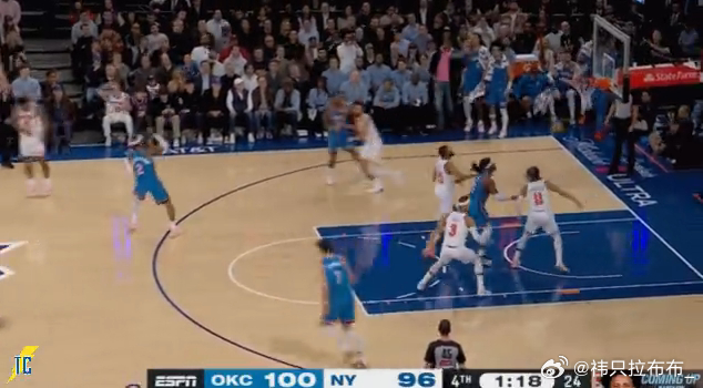 雷霆vs尼克斯雷霆双核发力，霍姆格伦28分8篮板，亚历山大26分8助攻，关键三分