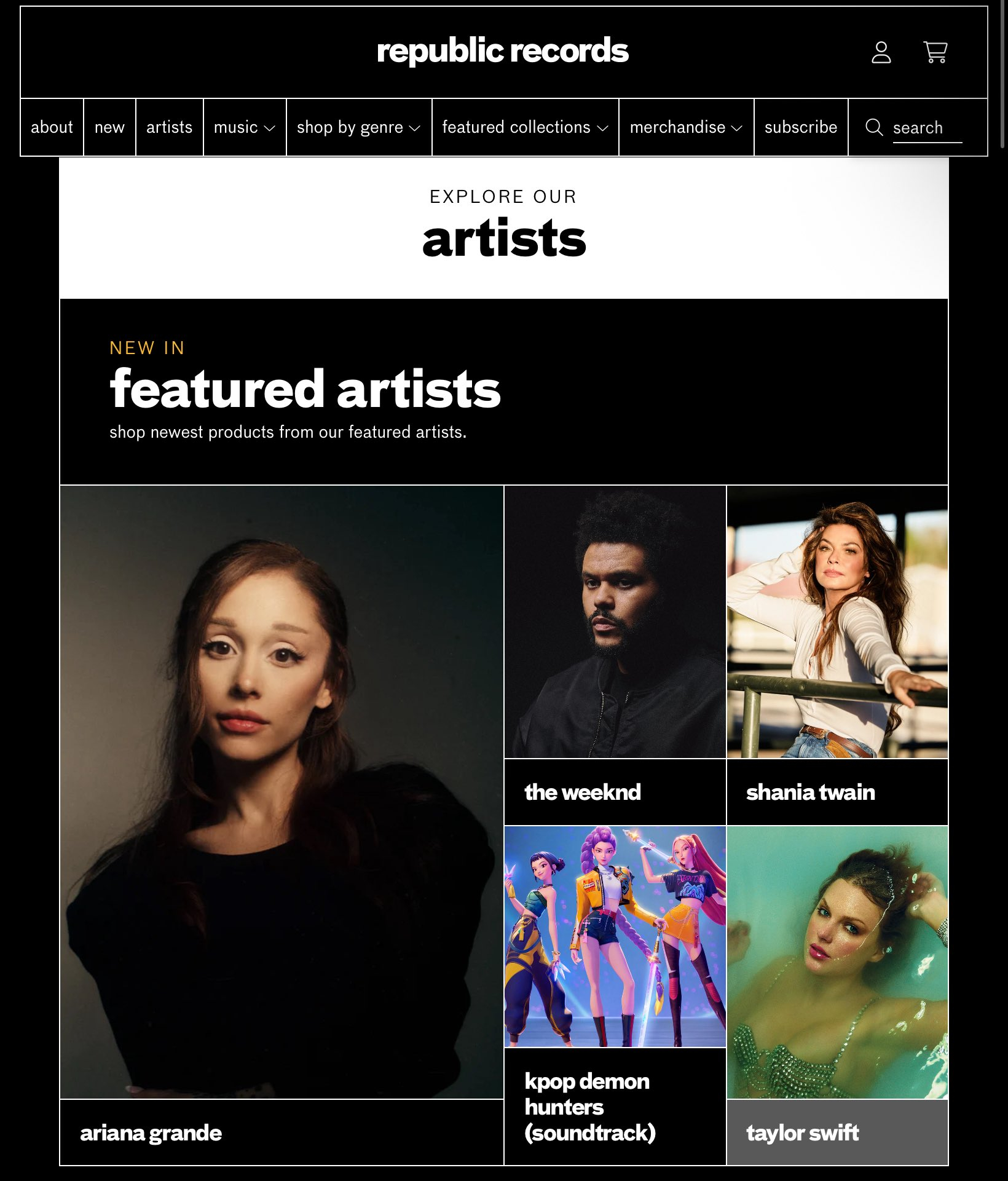 ArianaGrande 共和唱片Republic Records的官网已经将A