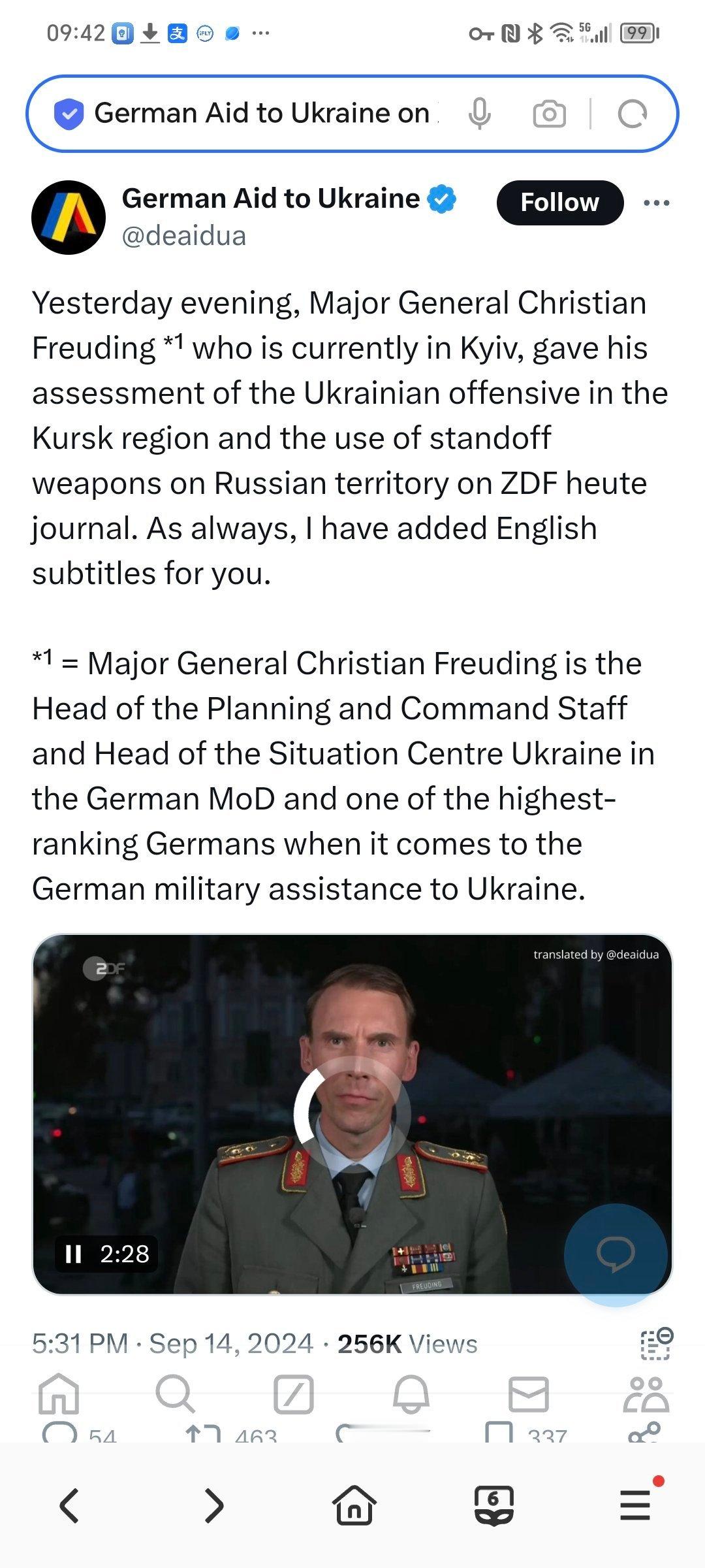 昨天晚上，正在基辅访问的克里斯蒂安-弗罗伊丁（Christian Freudin