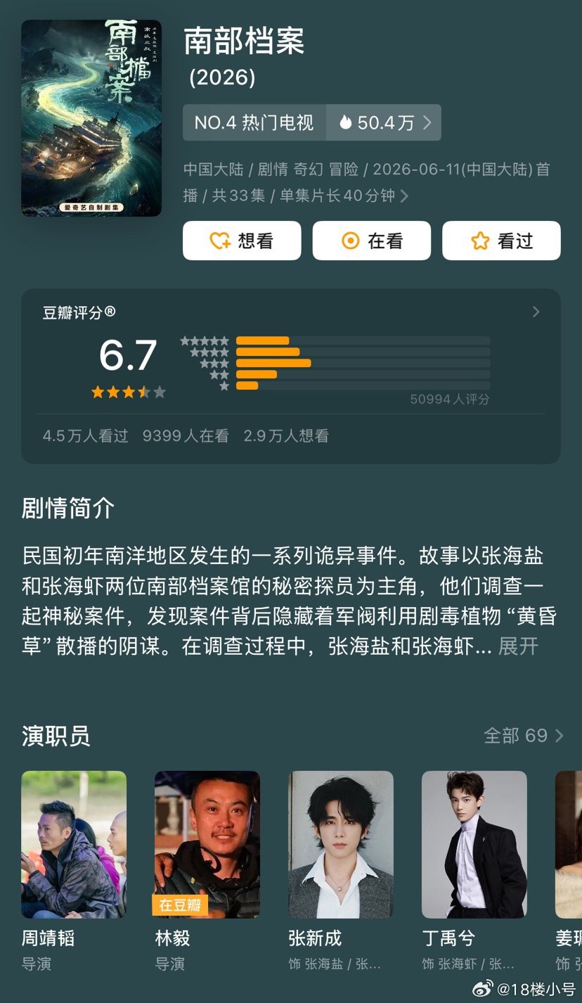 南部档案开分6.7，5万多人评分，事到如今，我也不怕得罪人，我直说吧，觉得南部档