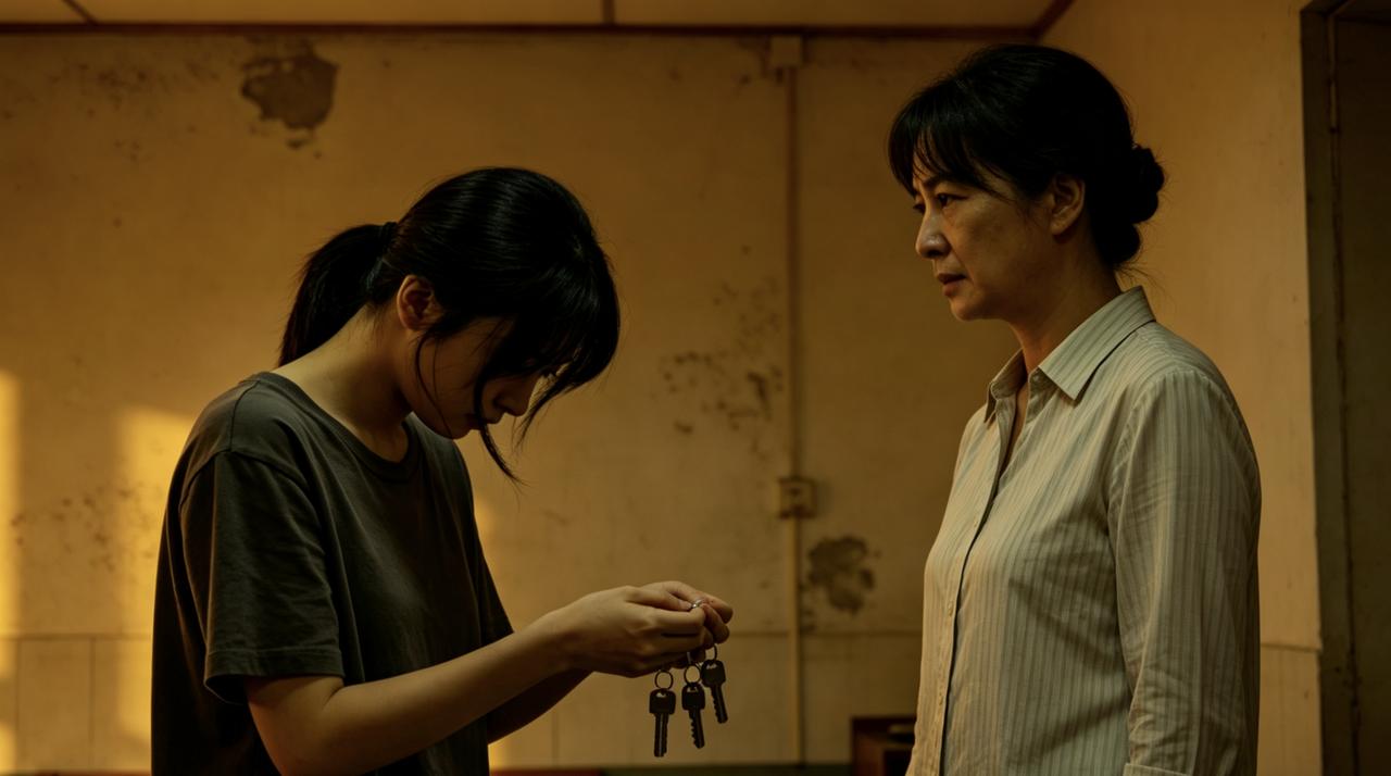 退租那天，房东来收房。
她交出三把钥匙。房东：“不对，当初给了四把。”
她愣了一