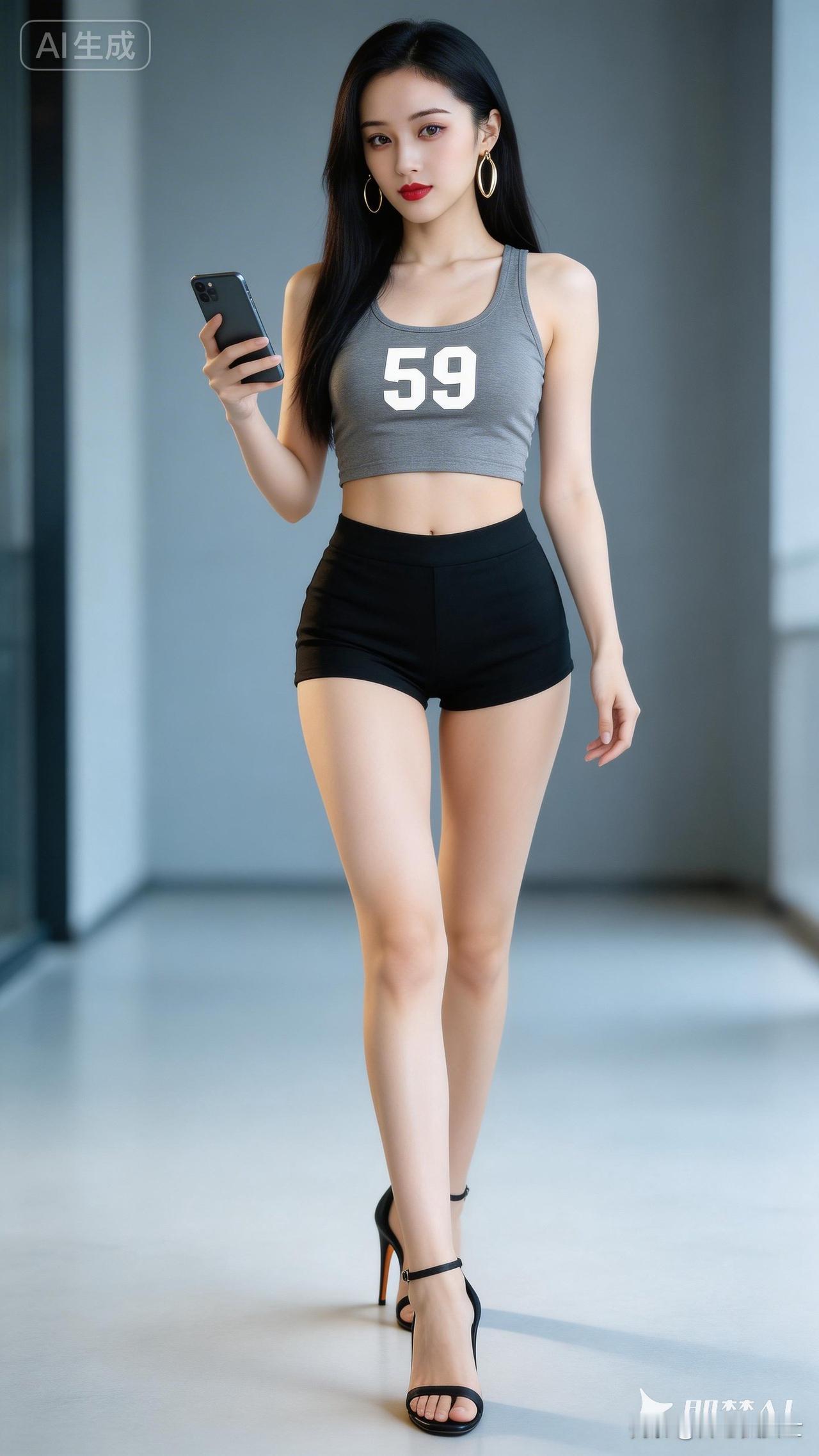 运动背心+短裤，搭配高跟鞋，秒变都市酷女孩！👠💃