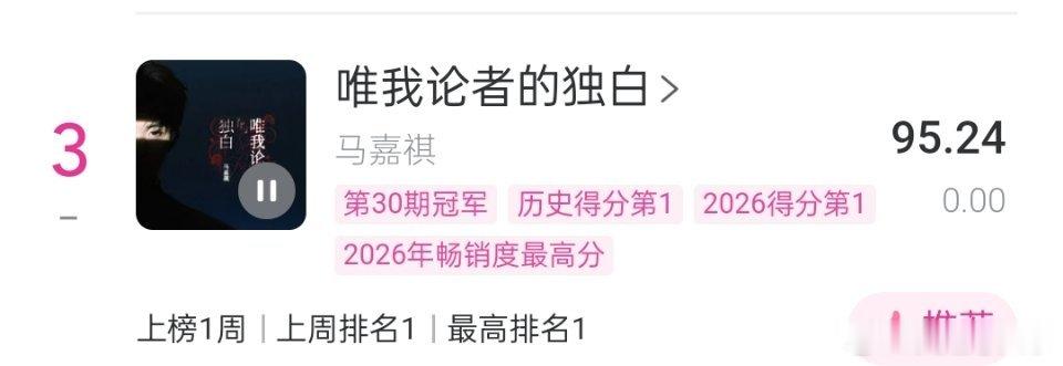 我有点晕第一☝🏻马嘉祺唯我论者的独白马嘉祺新歌刷新由你榜历史最高得分