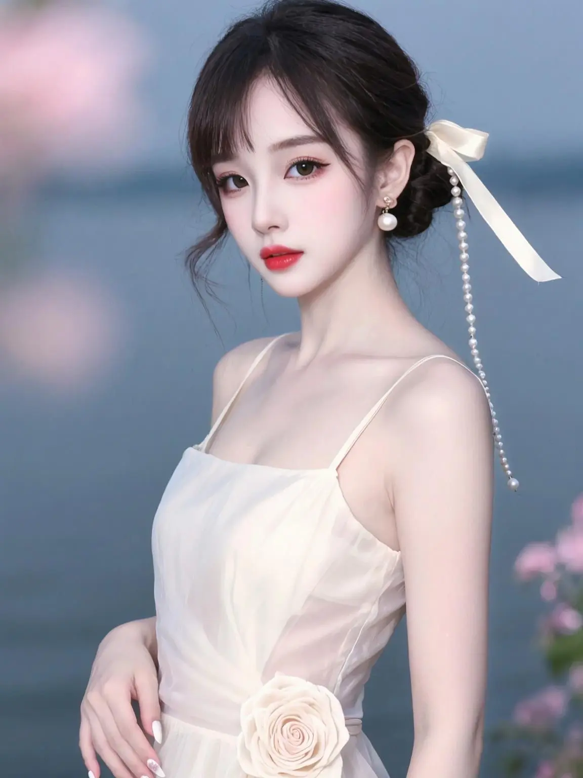 韩系清透肖像 清纯白月光妆容 清透淡颜美 日常穿搭分享 柔美海景写真