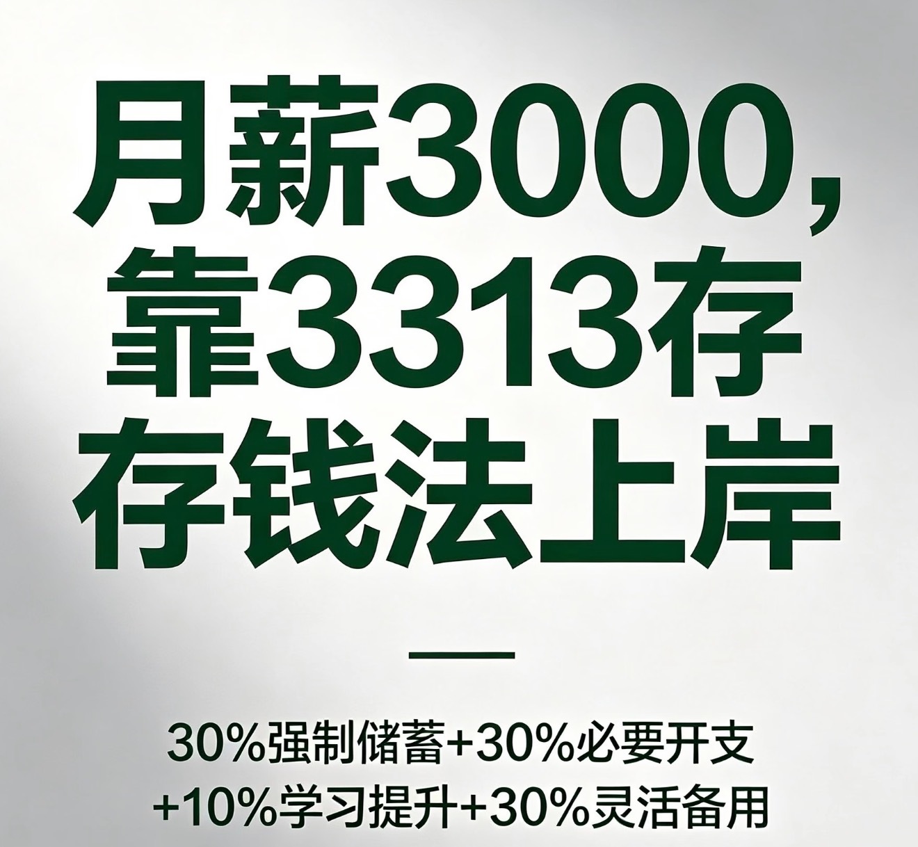 3313存钱法让打工人不再月光打工人收入四等分规划，严控日常开支，固定存钱额度，