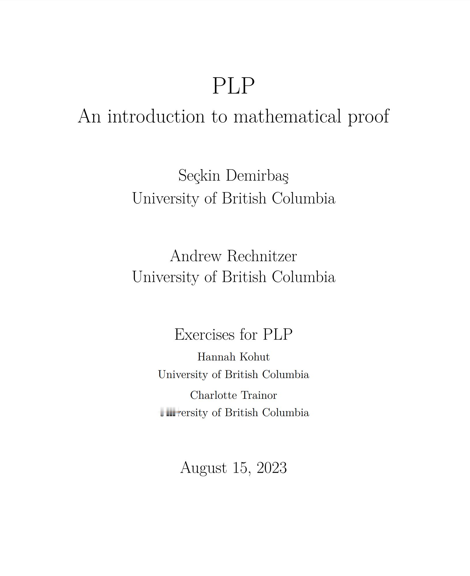 电子书 《PLP：An introduction to mathematical
