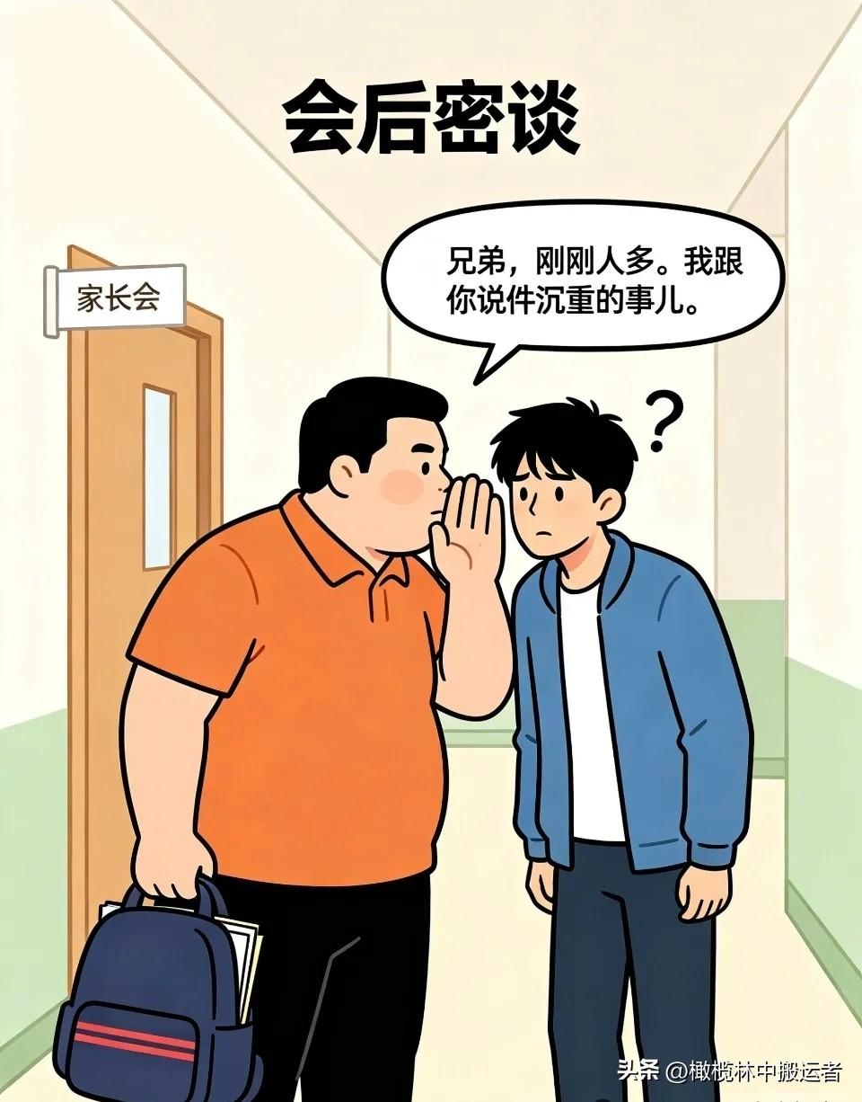 趣味漫画:家长会刚结束，一位家长对我说:兄弟，我跟你说件很沉重的事儿！我心想，不