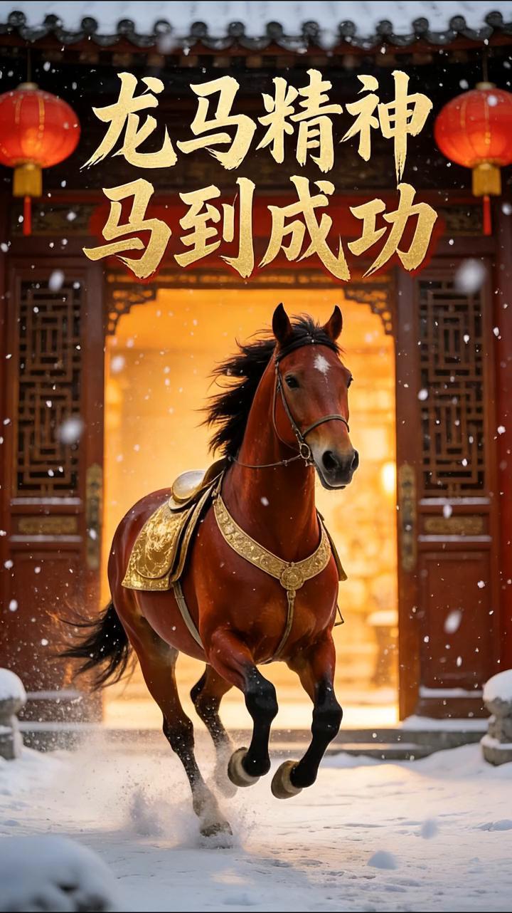 龙马精神，马到成功。
新春快乐，马上有福。骏马迎春，万象更新。龙马精神，马到成功
