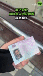 【猴子对比游客本人与证件照疑惑挠头】
近日，俄罗斯一名游客向动物园的猴子展示自己