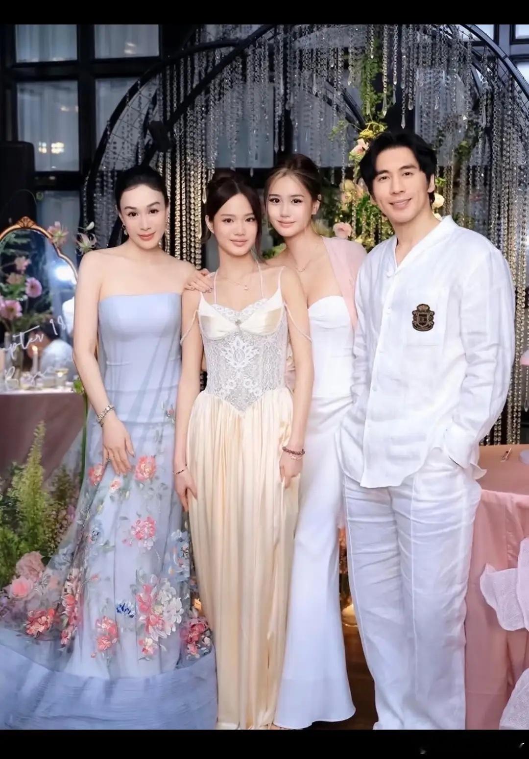 她真的很会生，三个女儿都生的那么漂亮个子高挑！真不不敢想她和现任这么好的基因，再