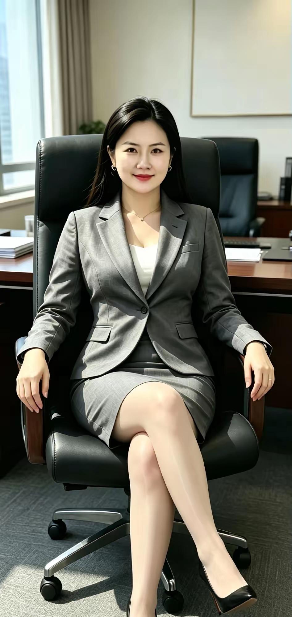 灰色职业套装，穿搭搭配，西装搭配短裙。
