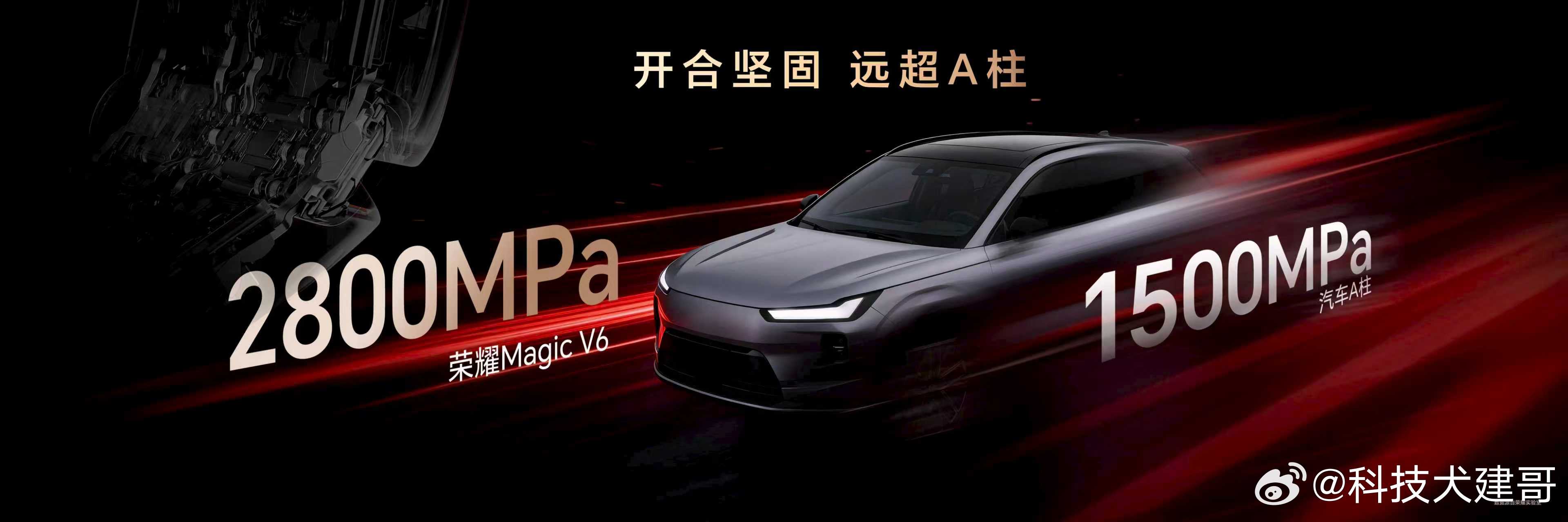 荣耀Magic V6 新一代鲁班盾构钢铰链，采用飞机起落架同款的3150吨航空级