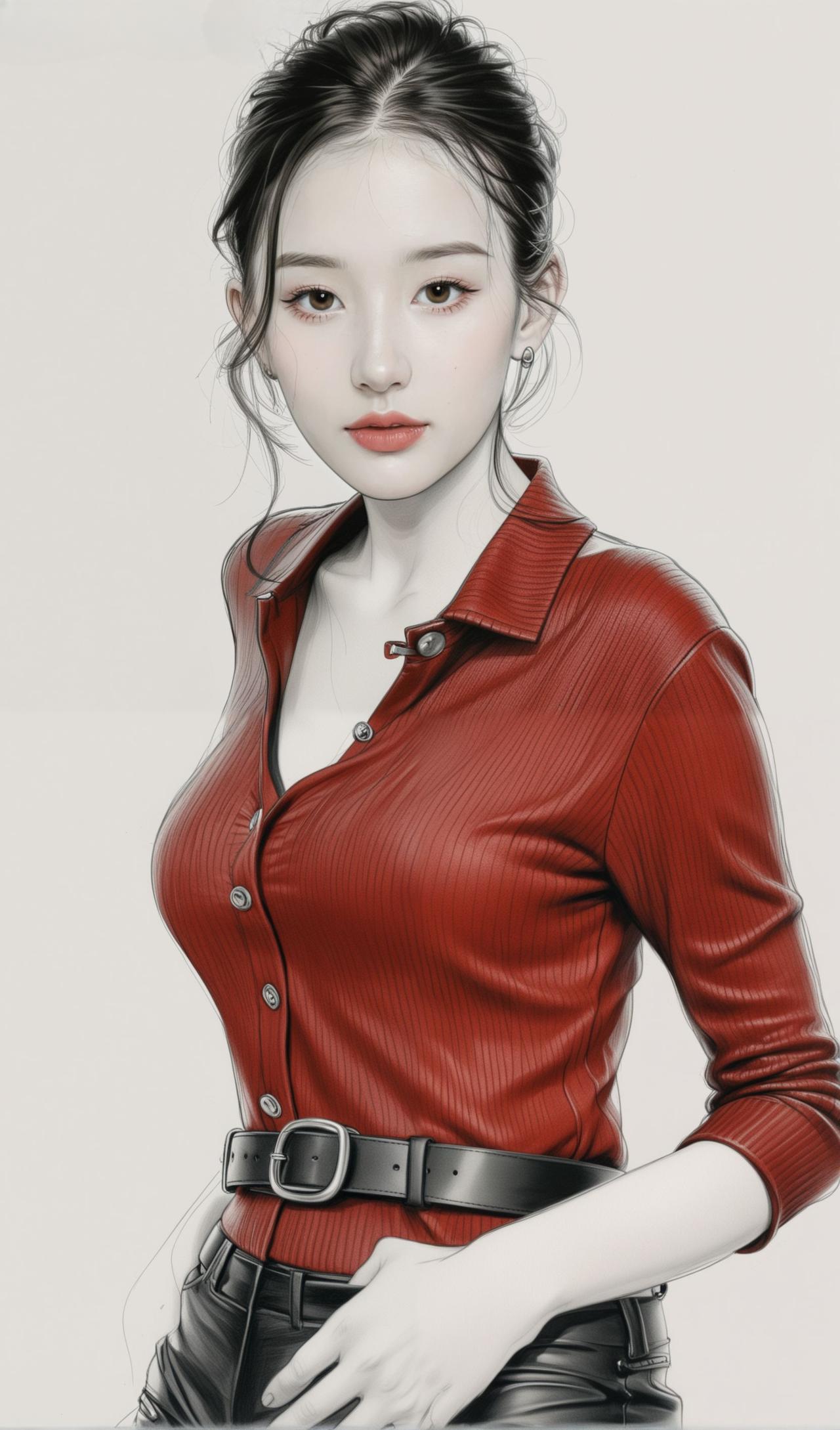 优雅红衣少女，时尚与柔美的完美结合