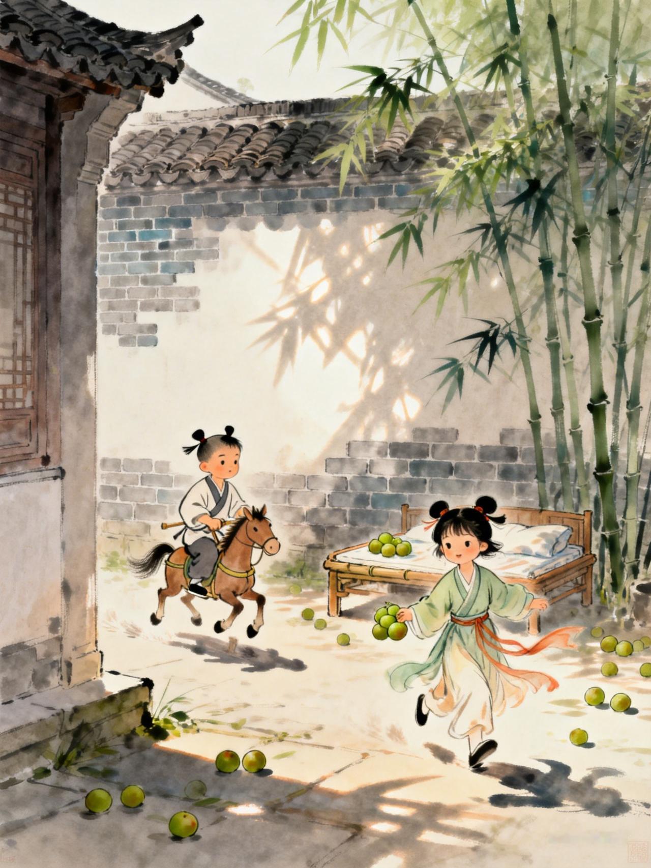 郎骑竹马来，绕床弄青梅

有一种大气磅礴是李白，有一种细致入微也是李白。

诗仙