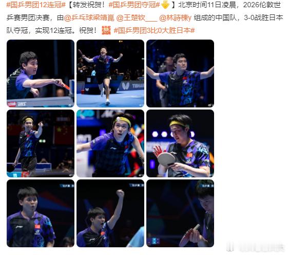 每天摸鱼打卡 早上好！今天醒来看到一个振奋人心的消息国乒男团3比0大胜日本，干净