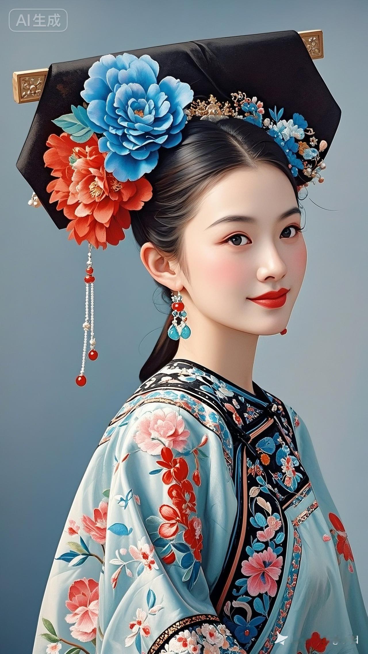 这位女士穿着华丽的古装，真漂亮！