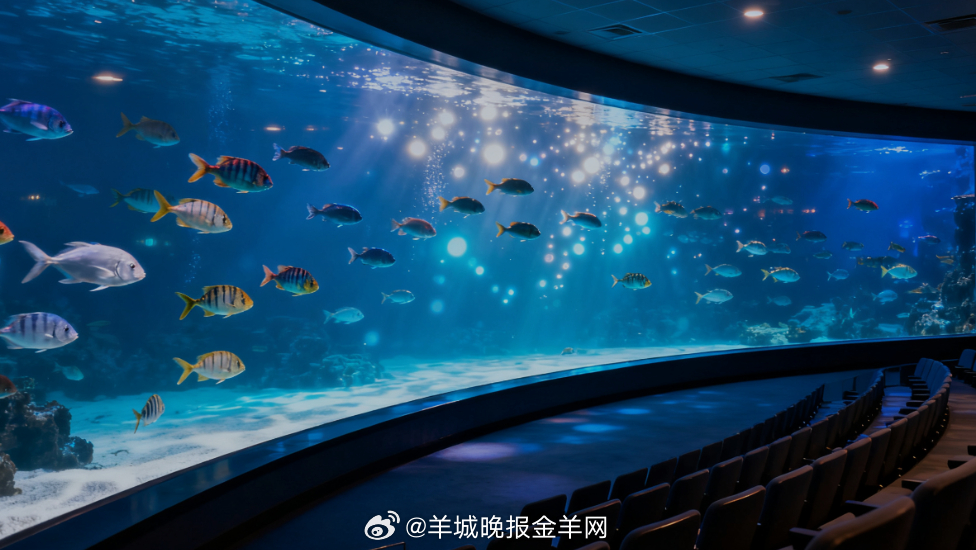 #晚安[超话]# 水族馆的水幕裹着蓝盈盈的光，鱼儿摆尾掠过玻璃，像撒了把会游的星