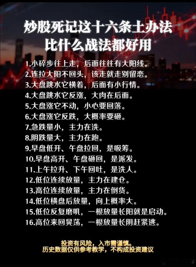 16条民间炒股实用口诀：比起花哨战法，朴素盘感更能守住收益打开财经平台，各式各样