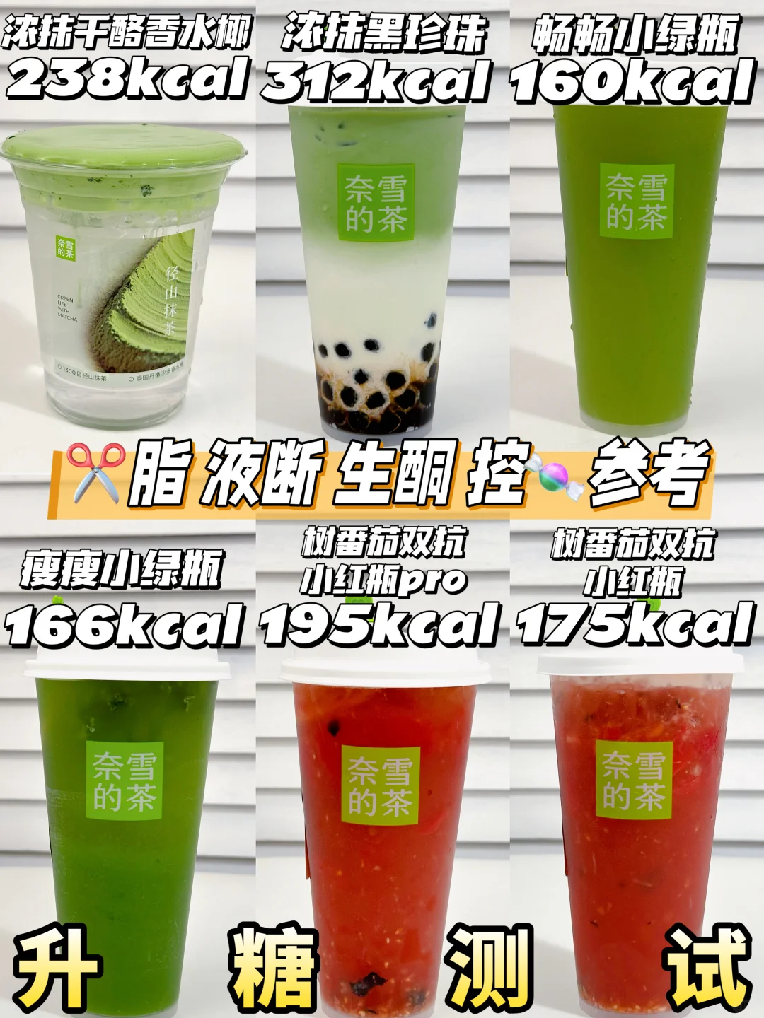 奈雪浓抹&小绿瓶&小红瓶系列测评❗升糖测试