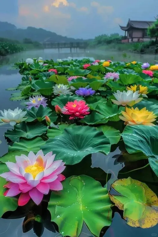 美图欣赏——荷塘之美 - 七彩睡莲绽放大地