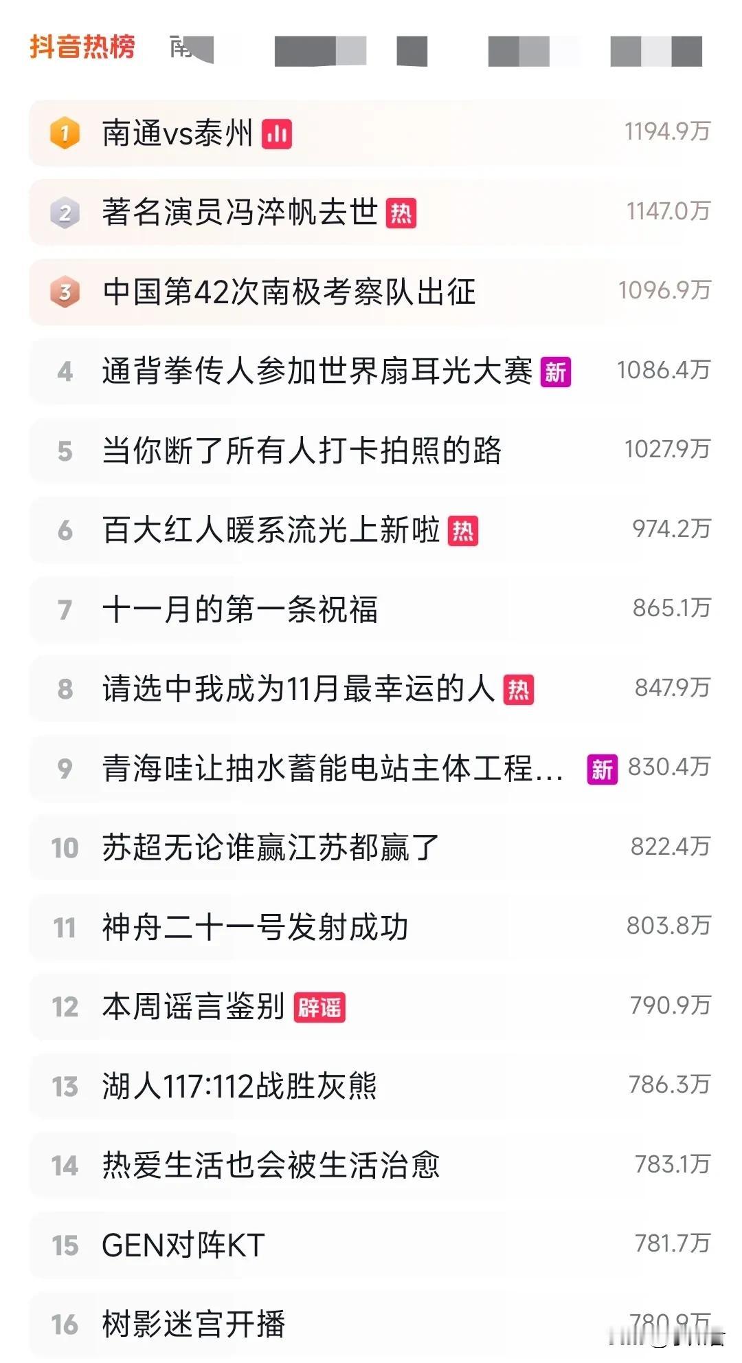 为什么说苏超是顶流？看看抖音热搜，目前南通和泰州的比赛还未开始，已经成为了热搜榜