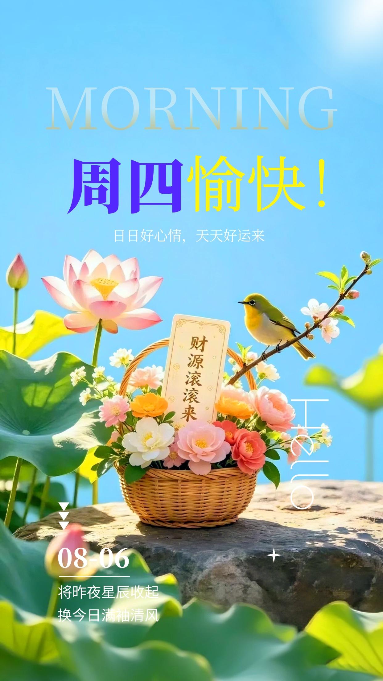 周四早安☀️，8月6日向你送上暖心问候！盛夏的晨光温柔洒落，褪去一夜的疲惫，开启