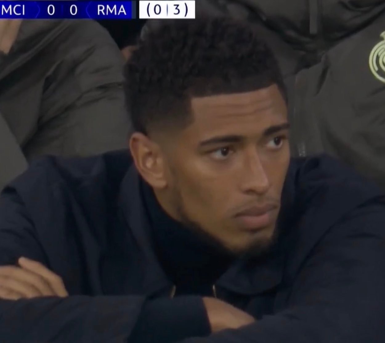 没有进入大名单，在看台上观看的比赛曼城vs皇马