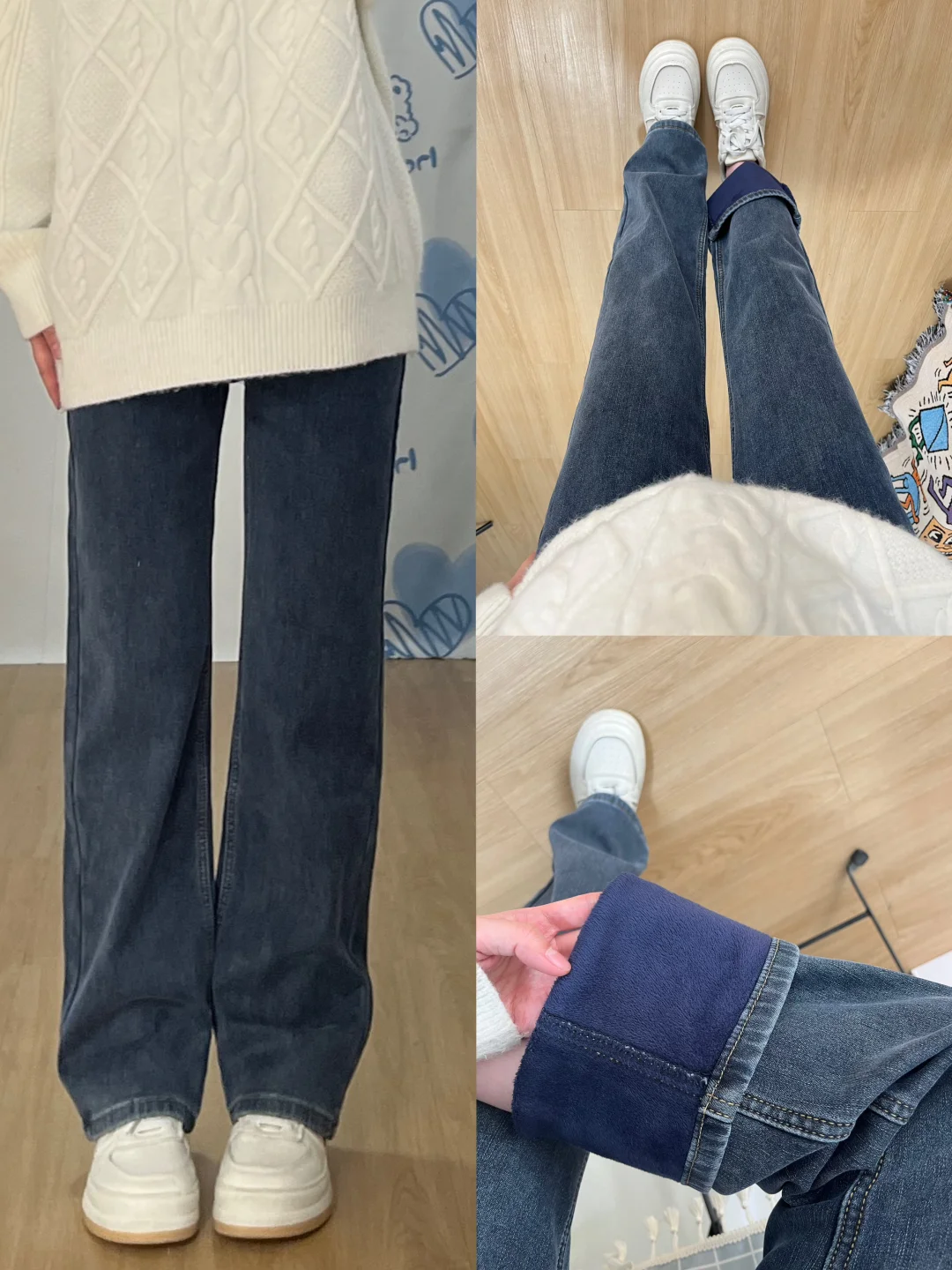秋冬都去穿这个加绒直筒裤‼️显瘦还很保暖😭