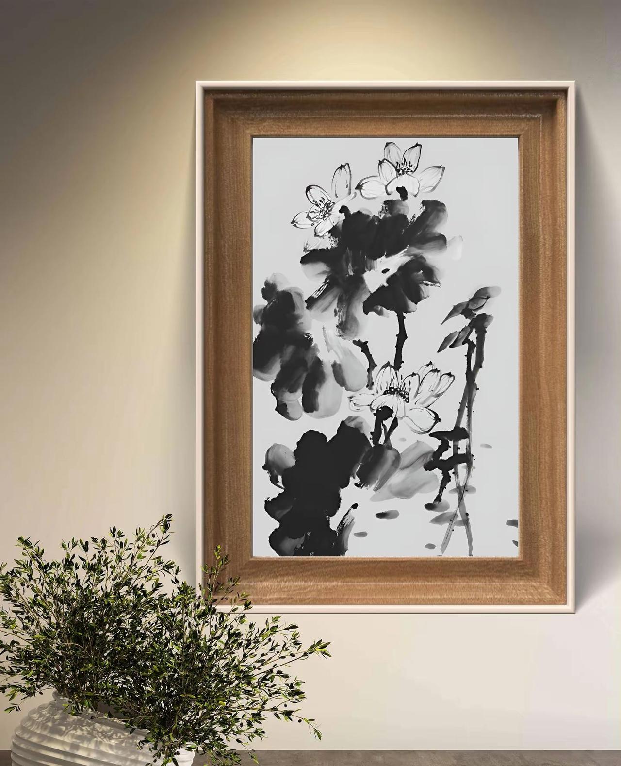 涂鸦打卡。国画花鸟 国画墨荷