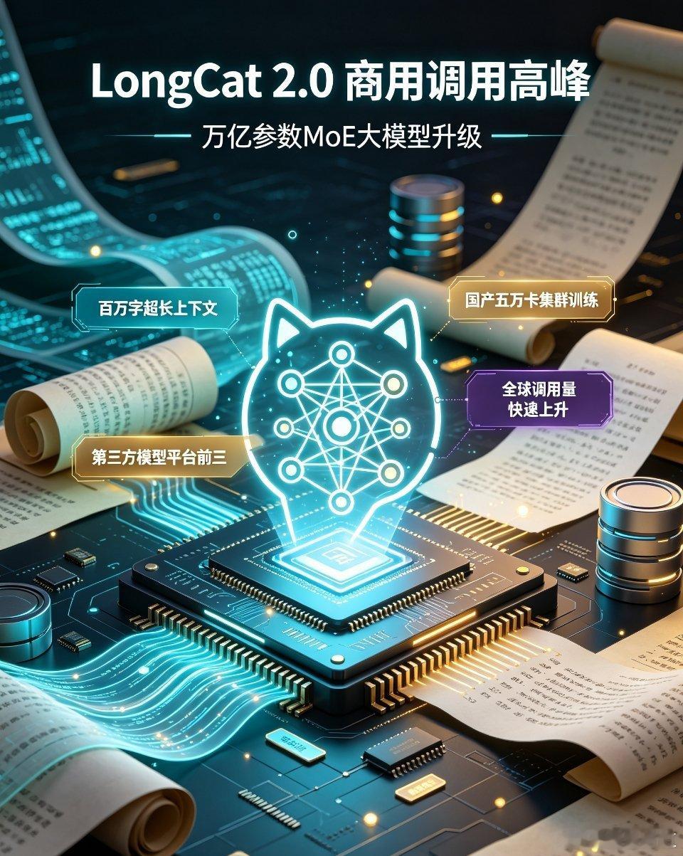 .美团开源的万亿参数MoE大模型LongCat-2.0今天迎来商用调用高峰，这模