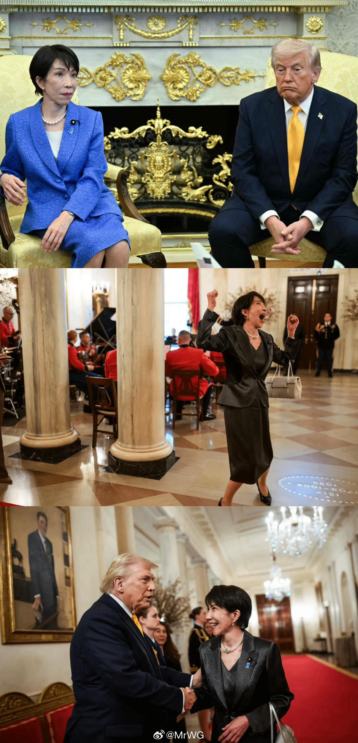 白宫发高市早苗照片夸张的像AI她叫苗苗，他叫普普；她64，她85，她又坏又呆，他