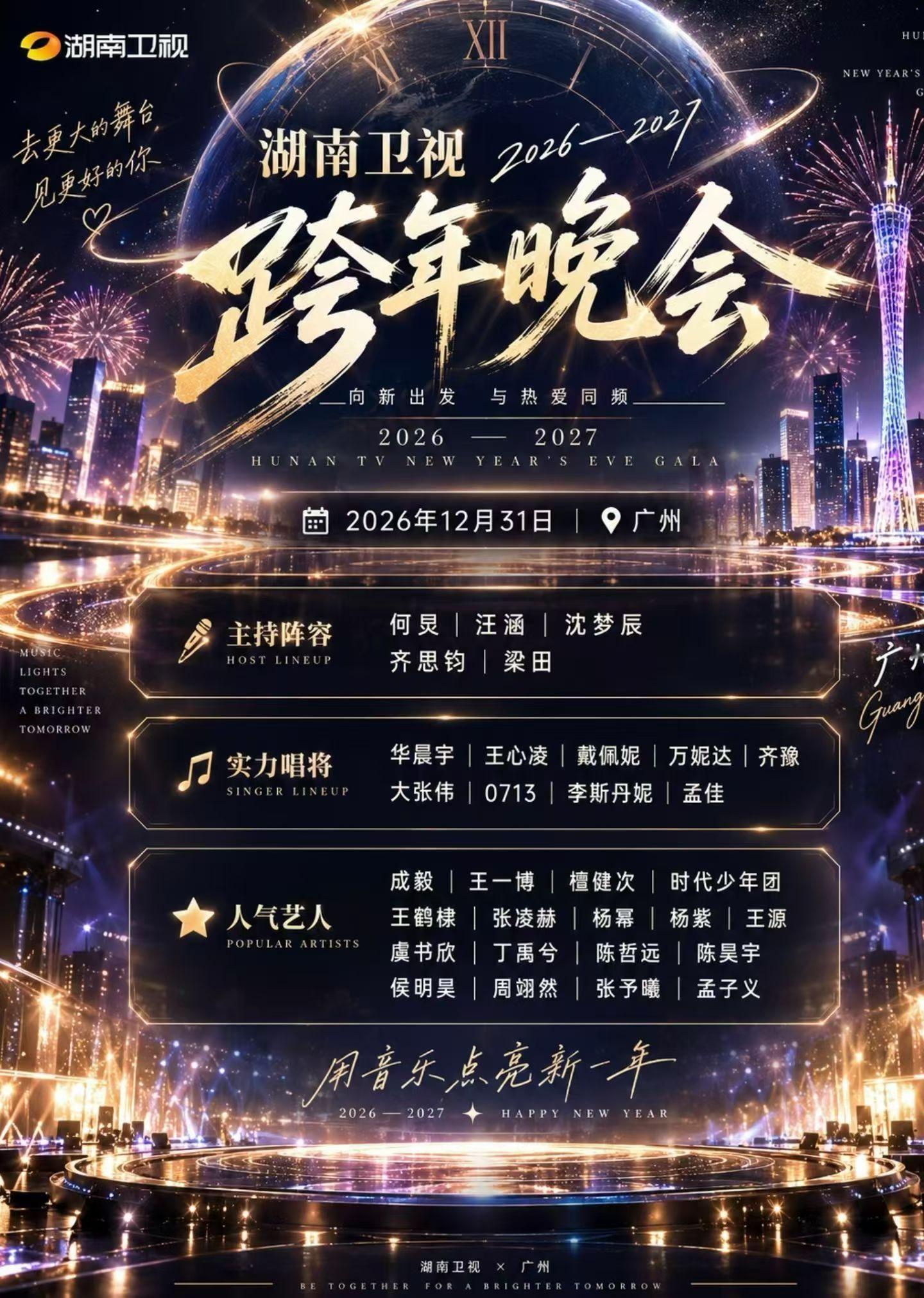 湖南卫视跨年演唱会，我回头看看是不是名单里这些艺人们来！湖南卫视跨年晚会[超话]