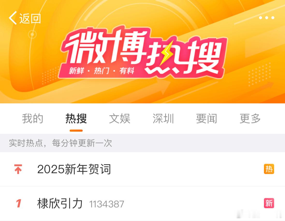 2025年1月2日 新年第二天棣欣引力热搜榜登顶☝🏻既然如此那就合照一张吧～ 