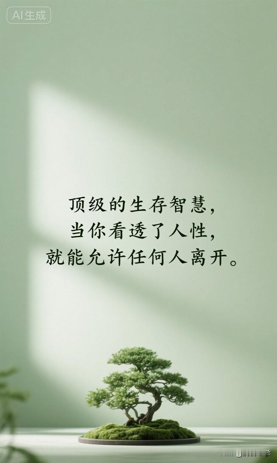 顶级的生存智慧，当你看透了人性，就能允许任何人离开。

网上有个很扎心的问题：“