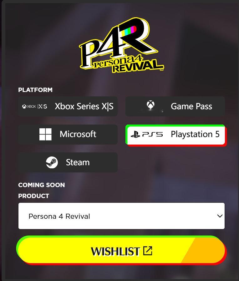 《女神异闻录４ Revival》商店页面已上线，发售日待定，计划登陆Steam/
