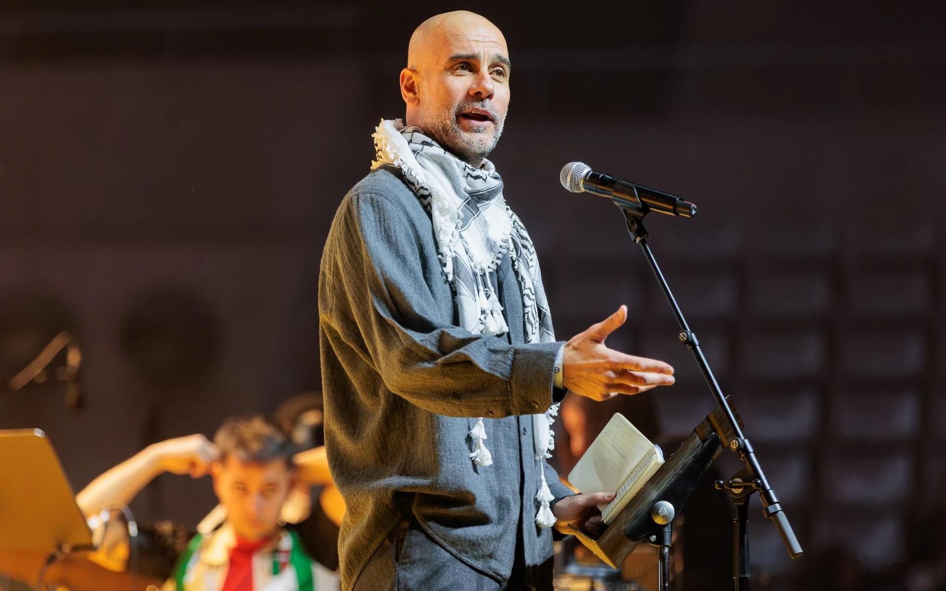 曼城 瓜迪奥拉上周去巴塞罗那出席了支持巴勒斯坦的X行动活动，并在活动现场发表演讲