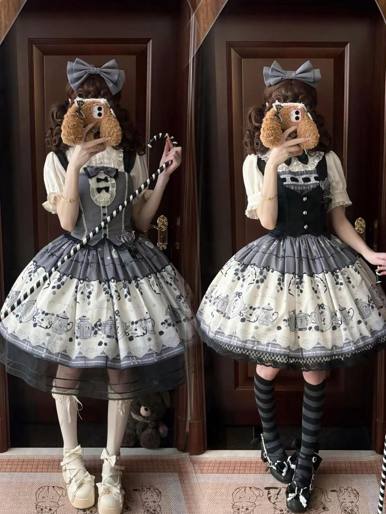 岚雾桑葚茶短款双型对比上身图岚雾桑葚茶lolita lo裙安利