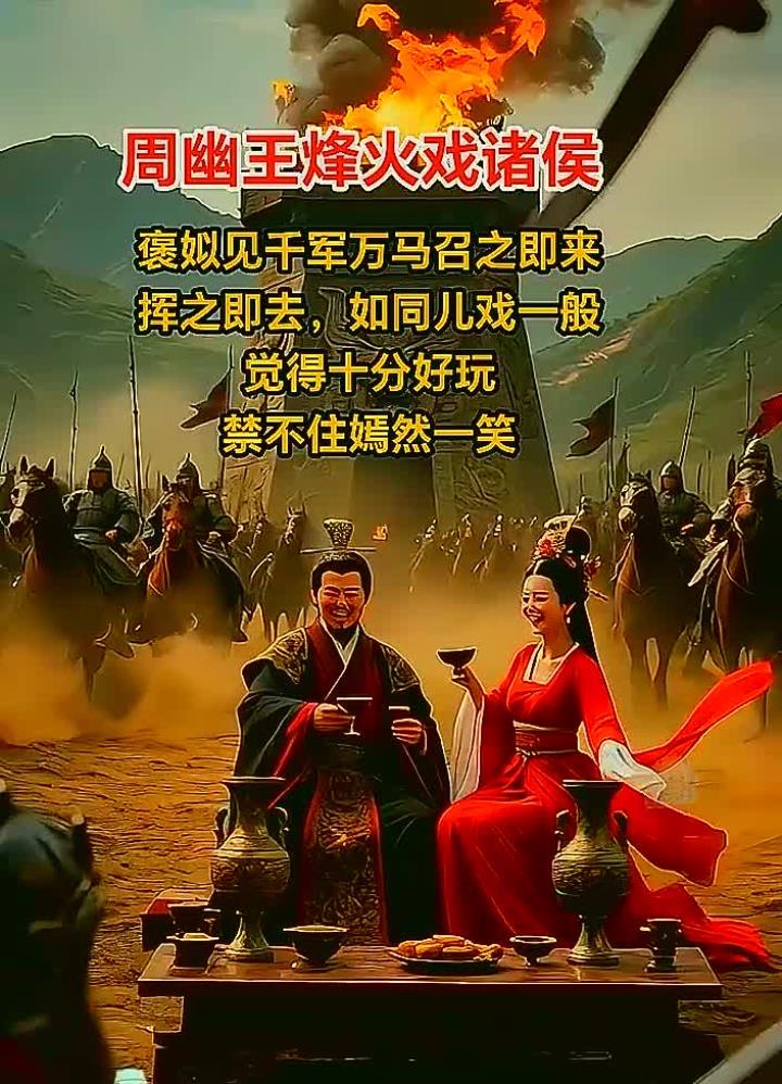 西周幽王为博美人褒姒一笑，点燃骊山烽火台戏弄诸侯。诸侯见烽火率勤王兵马赶来，却发