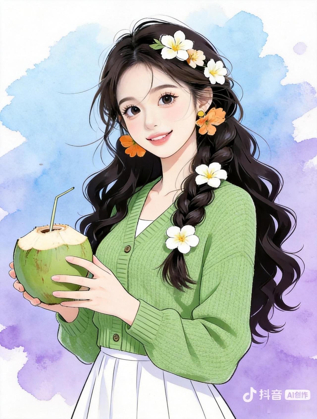 AI夏日水彩绘 抖音ai创作