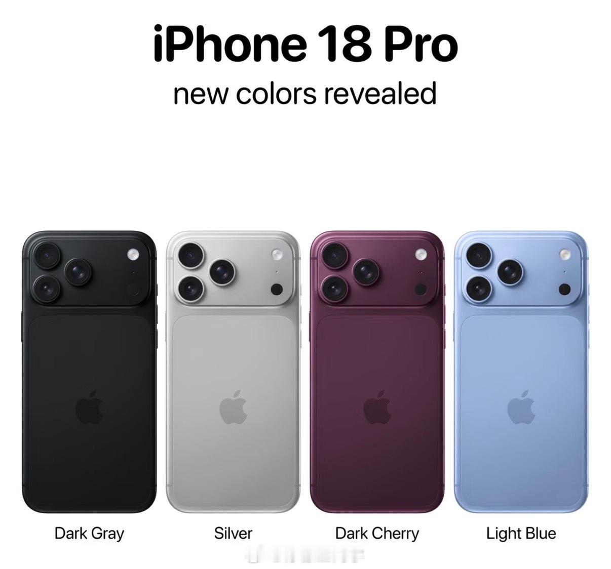 iPhone18ProMax配色iPhone18 Pro系列保留了原来是经典黑和