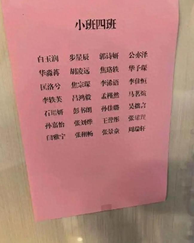 一幼儿园小班名单突然火了，30个孩子名字排在一起，网友看完直呼：这哪像点名册，感