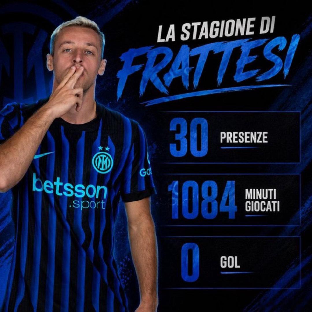 一个数据弗拉泰西本赛季目前为止出场30次 总计1084分钟 没有打进一个进球国际